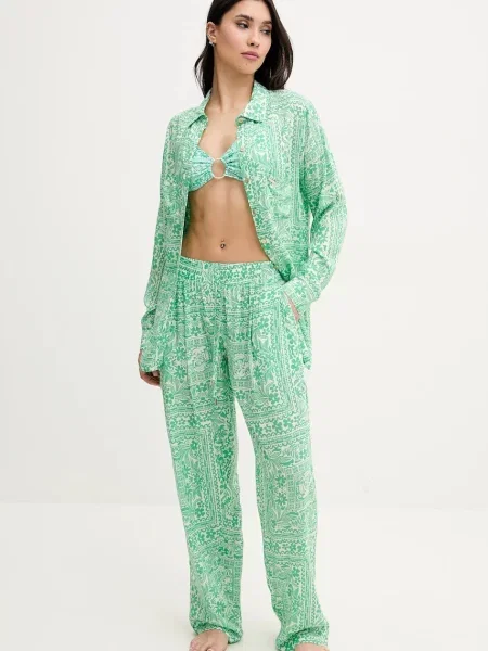 Штани Melissa Odabash прямі висока посадка Jude зелений