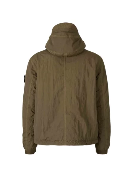 Geacă Stone Island cu glugă cu strasuri verde