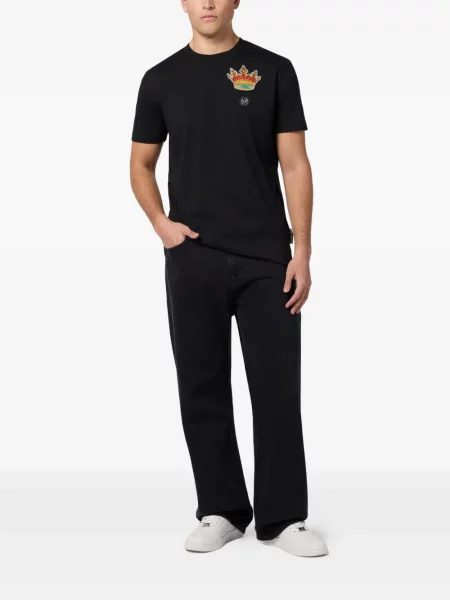Tricou Philipp Plein cu broderie negru