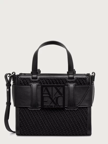Armani Exchange geantă crossbody pentru femei cu imitație de piele negru