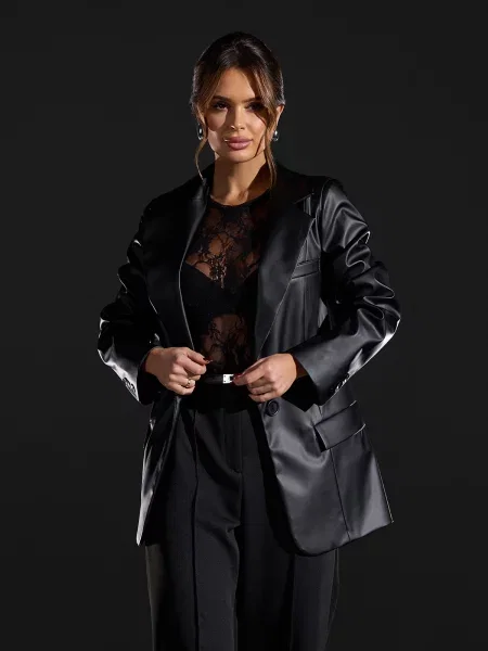 Піджак ISSA Plus екошкіра чорний