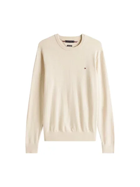 Sweter z dzianiny o kroju regular fit z mieszanki bawełny i kaszmiru Tommy Hilfiger biały