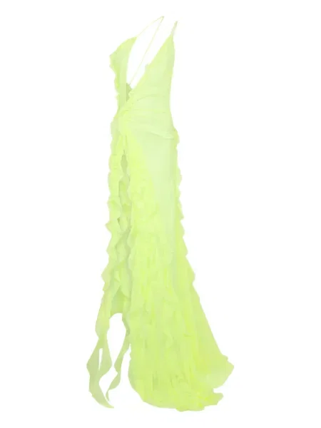 Maxi rochie maxi Dsquared2 cu volane de costum verde
