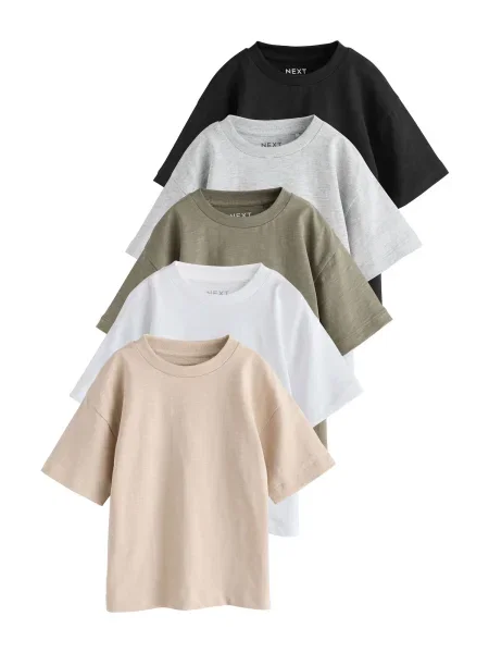 Next Tricou crem / gri / kaki / negru / natural alb