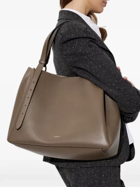 Geantă shopper Furla din piele maro