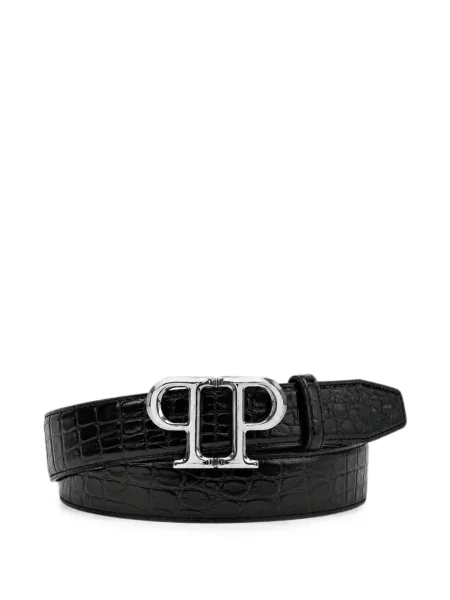 Cu centură curea Philipp Plein din piele negru