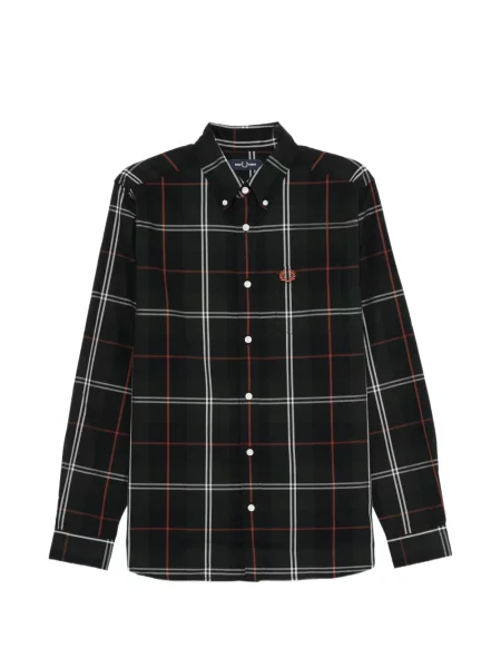 Cămașă Fred Perry în carouri din poplin verde