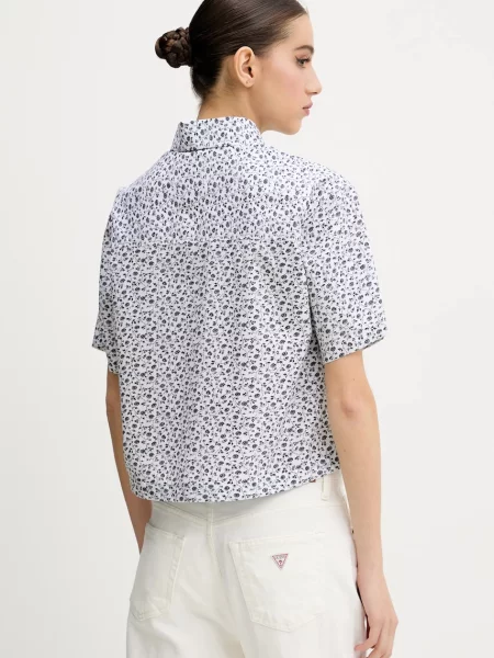 Košile Guess Jeans relaxed s klasickým límcem bílá