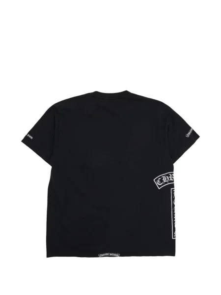 Къс тениска Chrome Hearts с принт със сърца черно