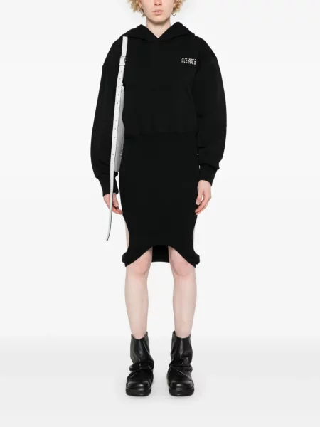 Šaty Mm6 Maison Margiela s kapucí s potiskem jersey černé