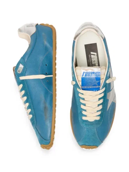 Кожени маратонки Golden Goose Running с принт синьо