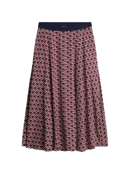 Fustă midi Tommy Hilfiger în linie A roșu
