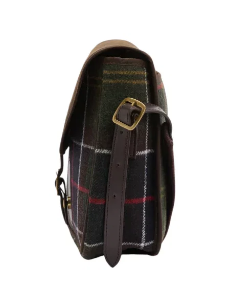 Geanta crossbody Barbour de lână în carouri clasică maro