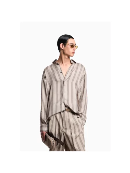 Koszula Emporio Armani z nadrukiem beżowa