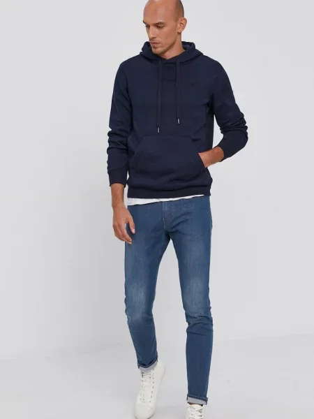 G-Star Raw bluza granatowy z kapturem gładka