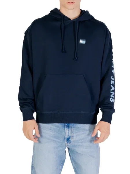 Mikina s kapucí Tommy Hilfiger Jeans s kapucí modrá