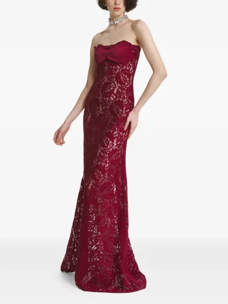 Rochie 2310 Studio cu funde din dantelă roșu