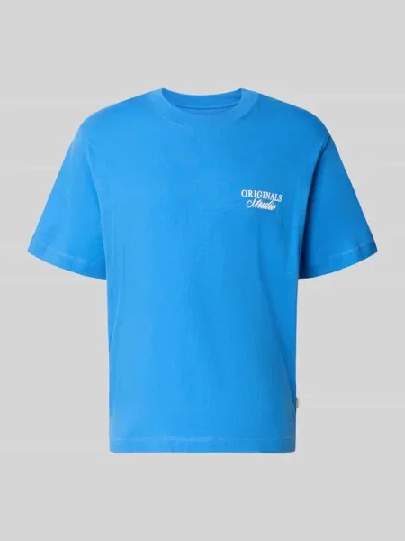 T-shirt z nadrukiem z napisem model NORREBRO' Jack & Jones niebieska