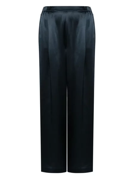 Pantaloni Carine Gilson de mătase albastru