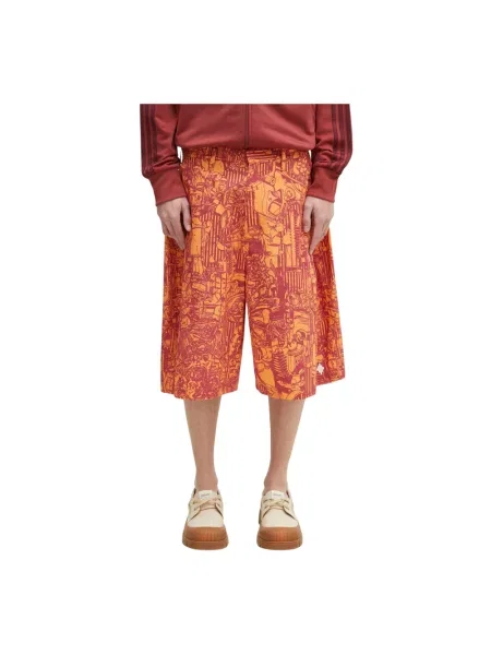Marcelo Burlon szorty Aop Mech Pajama Shorts Orange Burgundy pomarańczowy