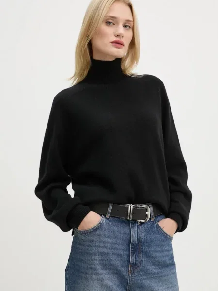 Sweter z dzianiny ze stójką Drykorn czarny