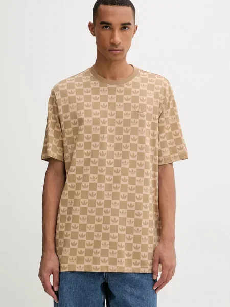 Тениска adidas Originals Mg Lo Ss T с десен бежово
