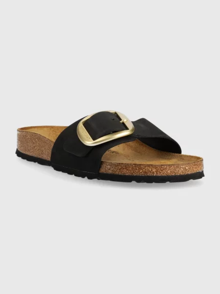 Birkenstock papuci din nubuc Madrid Big Buckle negru