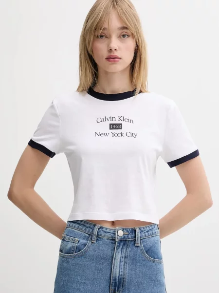 Kratka majica Calvin Klein Jeans bela