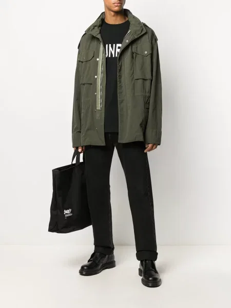 Geacă Off-white cu glugă cu imagine alb
