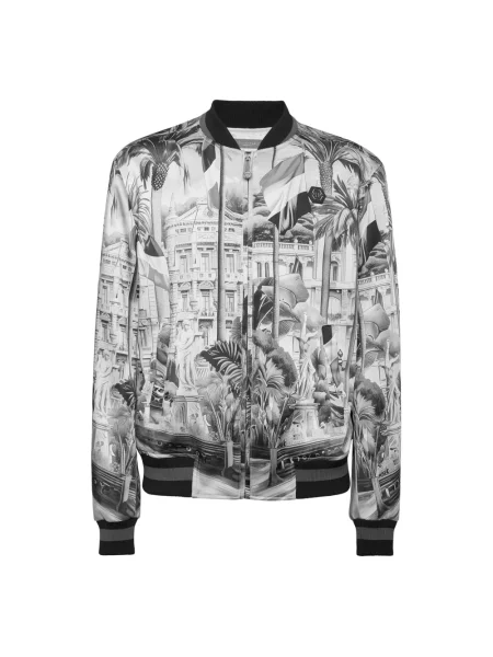 Satynowy kurtka bomber Philipp Plein czarny