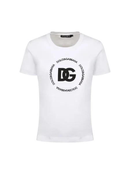 Koszulka Dolce And Gabbana z dżerseju z logo biała