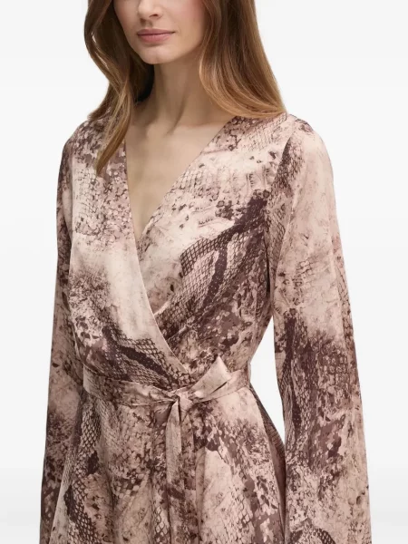 Sukienka mini Guess z nadrukiem w wężowy wzór kopertowa