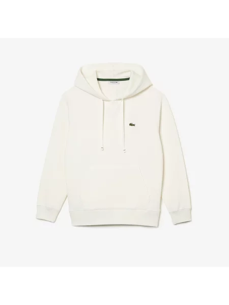 Lacoste Bluza Z Kapturem I Luźnym Krojem Z Mieszanki Bawełny biała