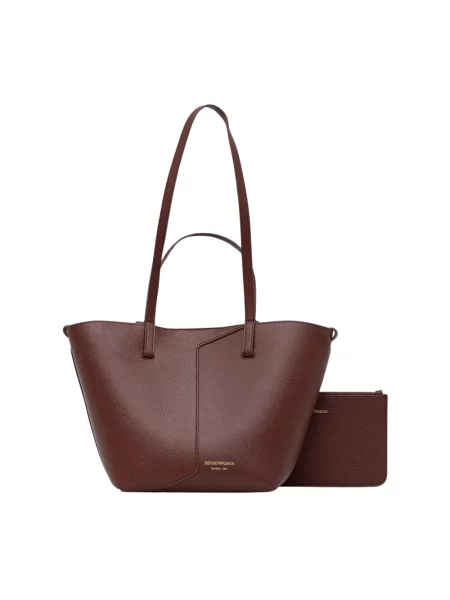 Emporio Armani torebka shopper skórzana brązowa