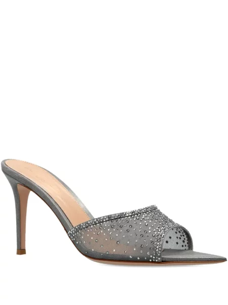 Papuci tip mules Gianvito Rossi de cristal gri