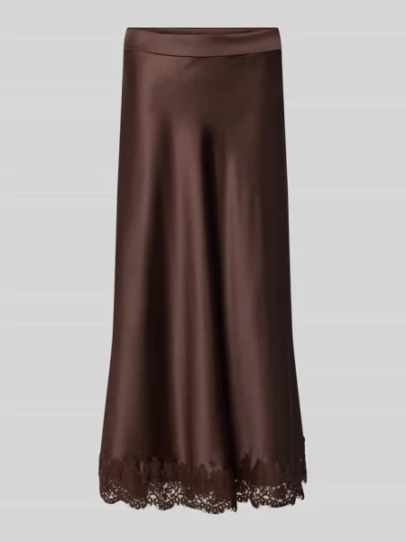 Spódnica midi z satyny z obszyciem koronką Christian Berg Woman Selection