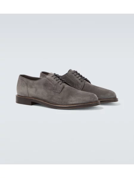 Pantofi derby Brunello Cucinelli din piele de căprioară gri