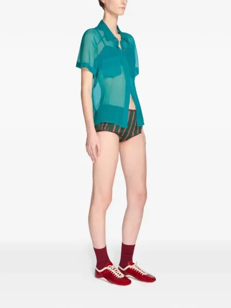 Jedwabna koszula Dries Van Noten niebieska