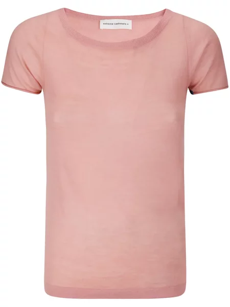Tricou Extreme Cashmere din cașmir cu decolteu barcă roz