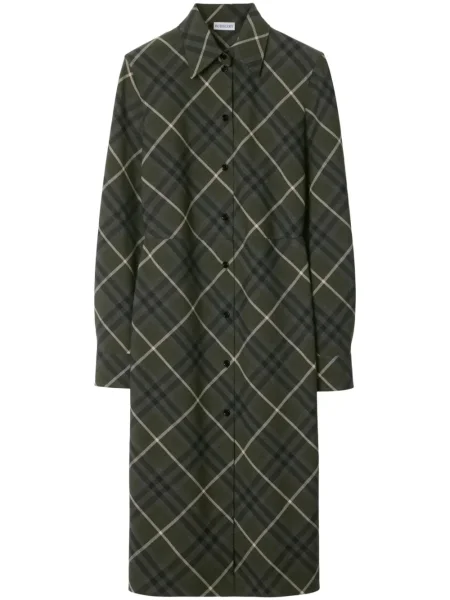 Rochie tip cămașă Burberry în carouri cu imagine de costum gri
