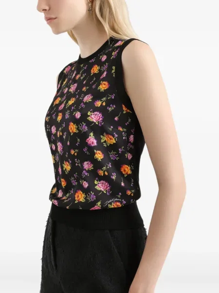 Топ Dolce & Gabbana на цветя черно