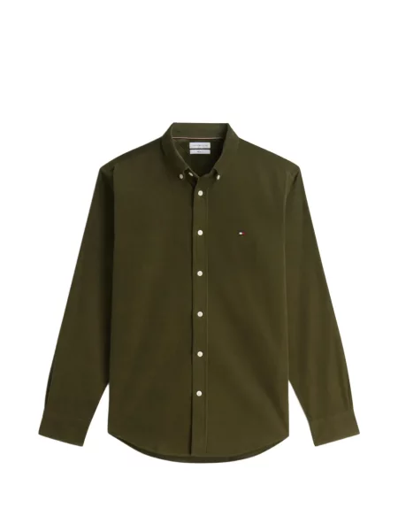 Cămașă Tommy Hilfiger de catifea cord verde