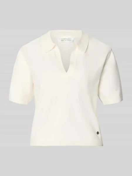 Koszulka polo o kroju regular fit z dekoltem w serek model Wilma' Guido Maria Kretschmer Woman biała