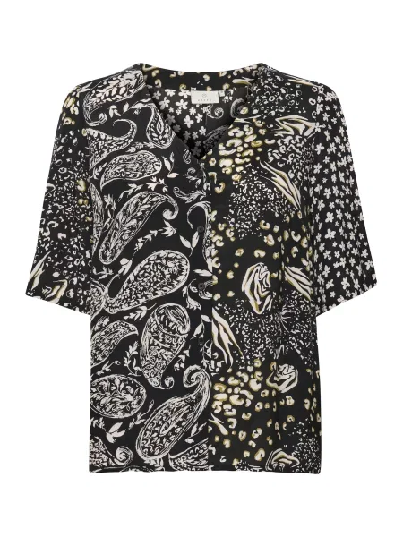 Kaffe Bluza Lita rumena / črna bela