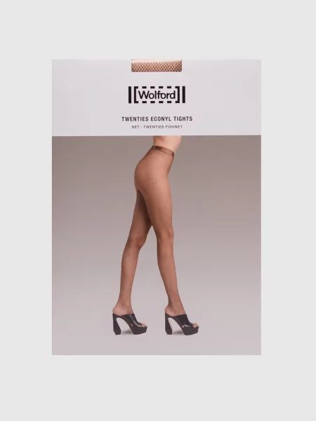Колготы Wolford с сеткой в сеточку бежевые