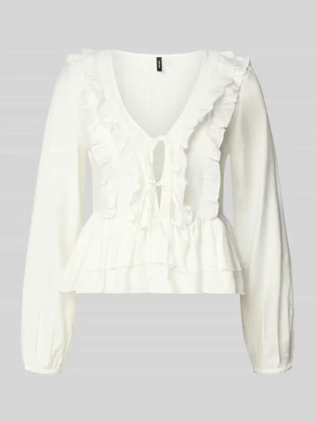 Bluzka z długim rękawem o kroju regular fit z mieszanki model ZOEY' Vero Moda biała