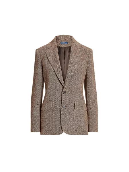 Długi żakiet z mieszanki lnu i jedwabiu z dodatkiem wełny model ‘HERTIAGE’ Polo Ralph Lauren beżowa