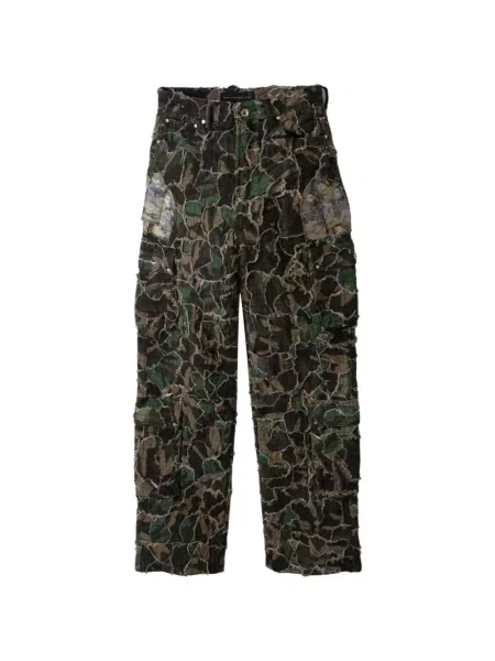 Pantaloni cargo Who Decides War cu imagine cu model camuflaj verde