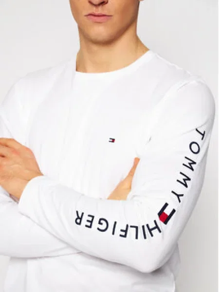 Tričko s dlouhým rukávem Tommy Hilfiger s dlouhými rukávy bílé