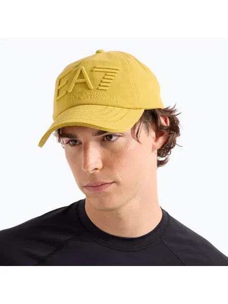 Emporio Armani Лого на влака Серия бродирани антични мъх бейзболна шапка жълто